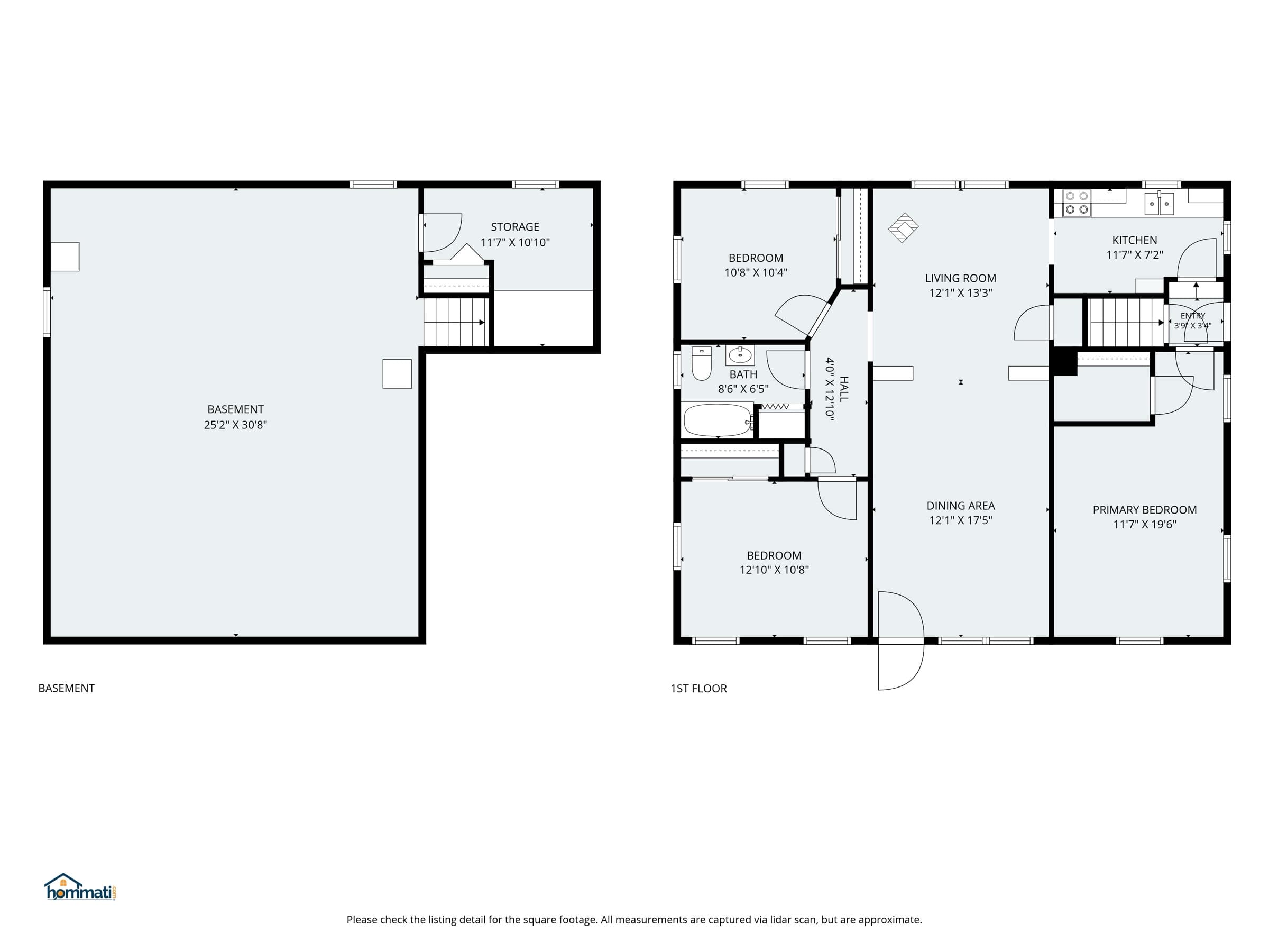 Floor plans for all three levels with room dimensions